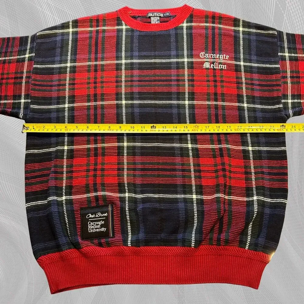 Oak Brook x Carnegie Mellon University Upcycled Tartan Plaid Sweater Size XL